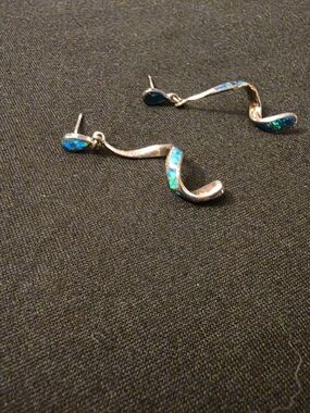 Blue Opal Wave Drop Earrings - Women's Jewelry